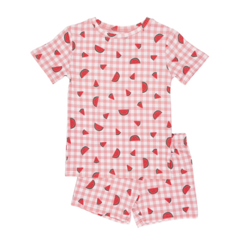 Watermelon Pink Gingham Shorts Two-Piece Set