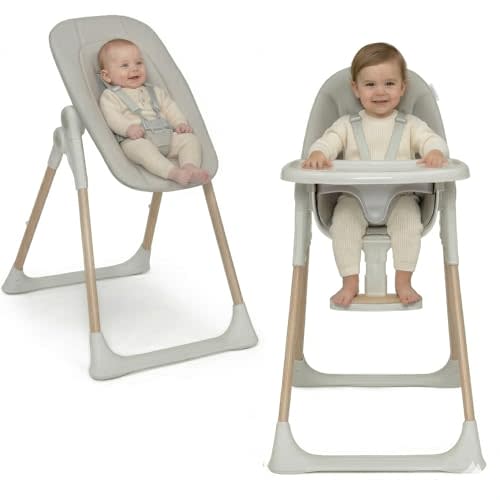 Delta Children Duet 2-in-1 High Chair and Infant Seat - Dishwasher Safe Meal Tray - FSC-Certified Wood, Taupe