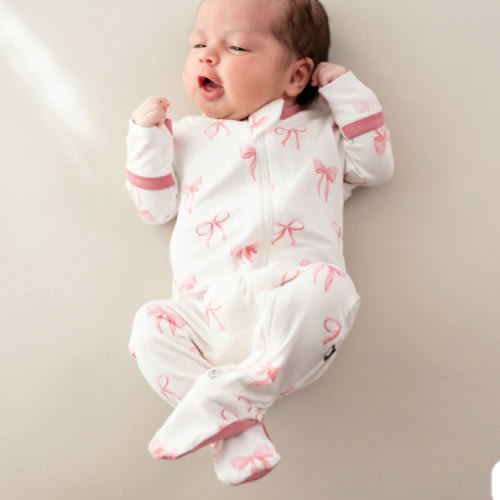 Zippered Footie in Bow