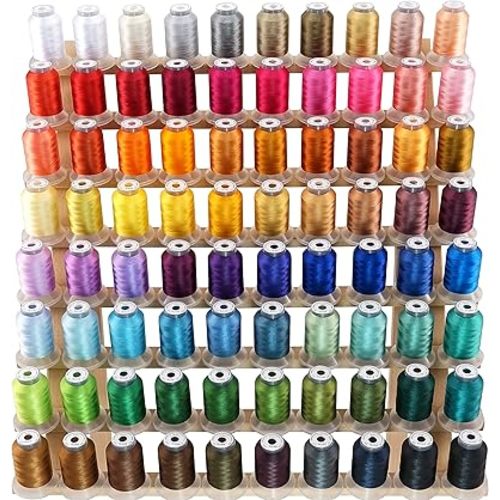 New brothread 80 Spools Polyester Embroidery Machine Thread Kit 500M (550Y) Each Spool - Colors Compatible with Janome and Robison-Anton Colors