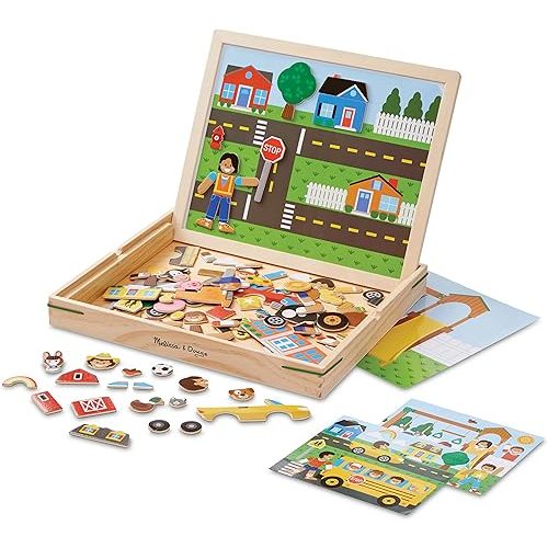 Melissa & Doug Wooden Magnetic Matching Picture Game with 119 Magnets and Scene Cards Magnetic Book Scenes for Kids Ages 3+