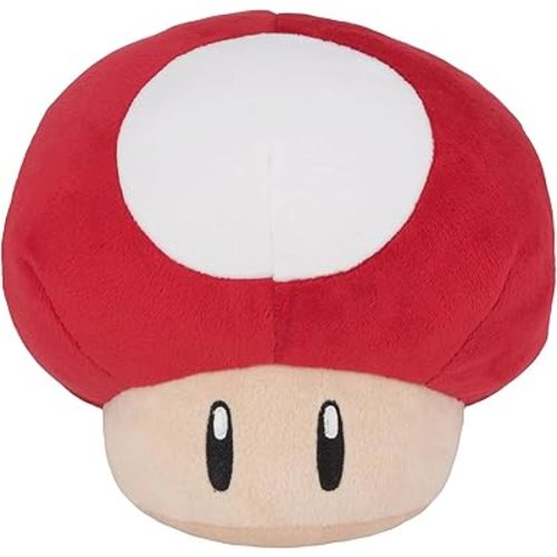 Little Buddy 1820 Super Mario All Star Collection Super Mushroom 6" Plush,Red