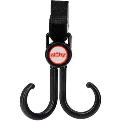 Nuby Double Stroller Hook, Adjustable Hook, Black or Grey