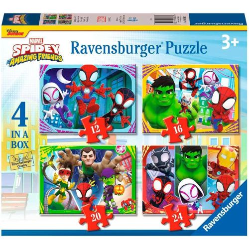 Ravensburger - Spidey and His Amazing Friends Marvel Puzzle Set, 4 Puzzles (12, 16, 20, 24 Pieces), Children's Puzzle for 3+ Years, 70x50cm