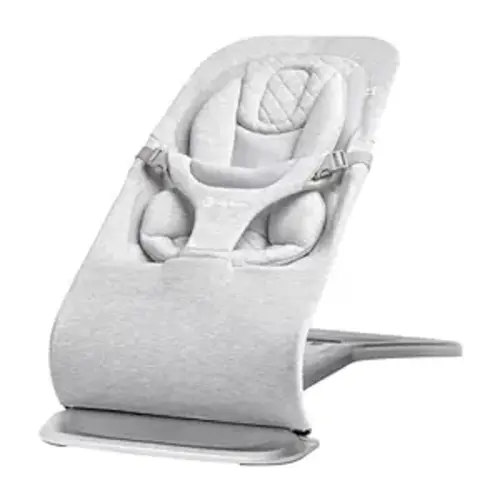 Ergobaby Evolve 3-in-1 Bouncer Seat for Babies and Toddlers 5.5-25lbs - Multi Position Baby Rocker Seat with Adjustable Heights, Secure Harness, Newborn Insert - Light Grey