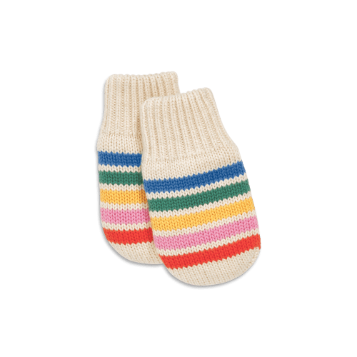 Baby Knit Mittens In Rainbow Stripe