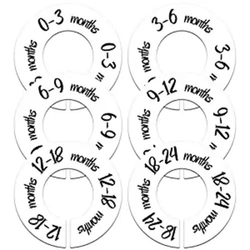 Pro Goleem Baby Closet Dividers Unisex Baby Closet Organizer for Nursery Baby Clothes Size Age Dividers Fits 1.5" Rod 6 PCS - A White