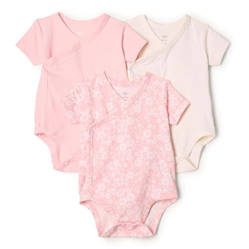 Amazon Essentials x Sofia Grainge Unisex Babies' Side Snap Short Sleeve Bodysuit, Pack of 3