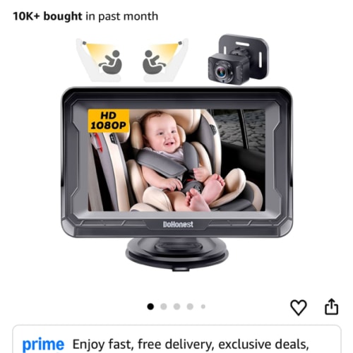 DoHonest Baby Car Camera HD 1080P - Rear-Facing Car Baby Monitor with Night Vision, Adjustable View Angle, Easy Setup, Anti-Glare Display, Safety for Kids & Infants