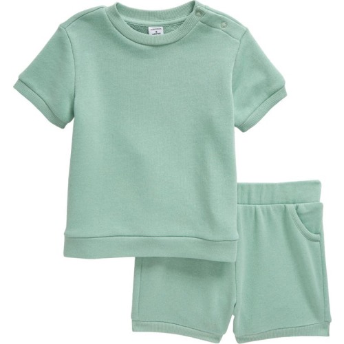 Baby Cozy Short Sleeve Top & Shorts Set, Green Granite