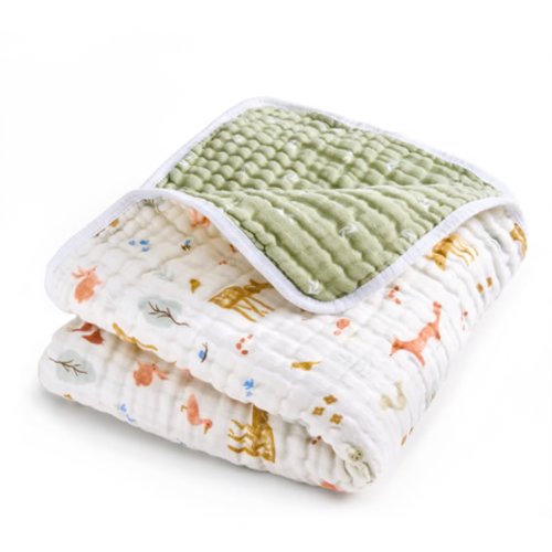 Sage Woodland Cotton Muslin Dream Baby Blanket | aden + anais