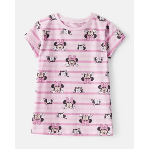 Toddler Girl Striped Minnie Short Sleeve Graphic Tee - Pink | Carter's