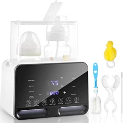 Baby Bottle Warmer, 9-in-1 Milk Warmer for Breastmilk Formula, 48H Constant Warming, with Defrost, Heat Baby Food Jars, Sterili-zing, Thawing, Accurate Temp Control, Fits 2 Bottles