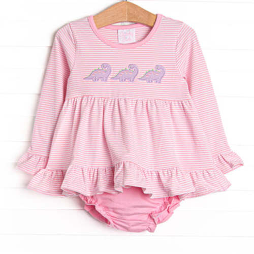 Jurassic Journey Applique Diaper Set, Pink Stripe – Stitchy Fish