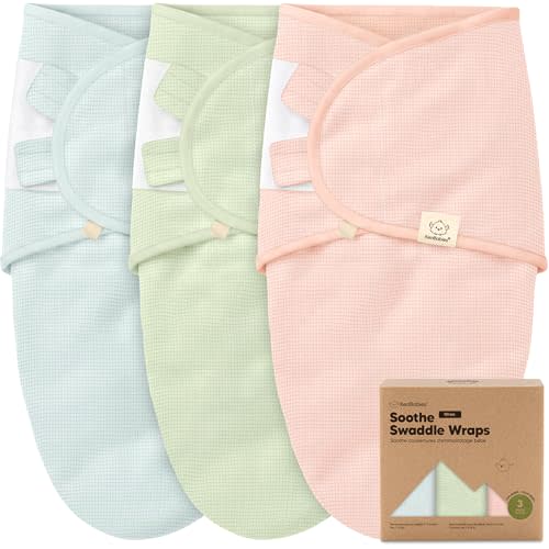 3-Pack Organic Swaddles for Newborns, Baby Sleep Sacks 0-3 Months - Baby Swaddle Wrap, Newborn Wearable Blanket, Infant Sleep Sack for Girls, Boys, Soft & Snug, Large Hook & Loop Closure (Mellow)