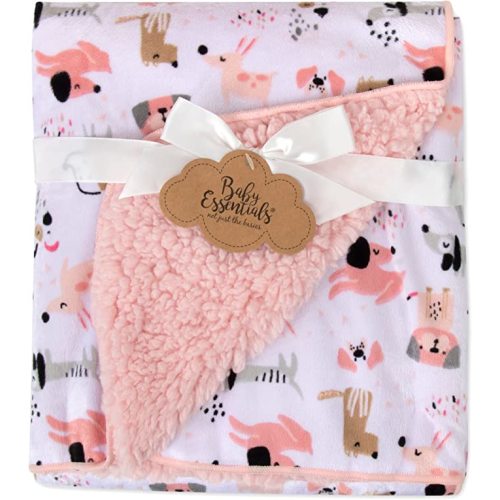 Sherpa Fleece Baby Blankets for Boys and Girls – Colorful, Reversible Baby Blankets for Newborns, Infants, Toddlers, and Nursery (Puppy Pink)