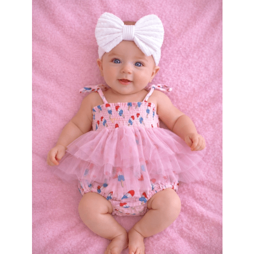 Muslin Tutu Bubble, Pink Red, White & Blue Popsicle