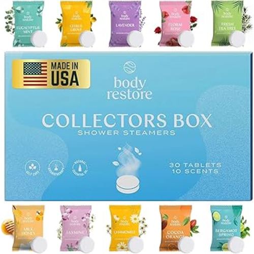 Body Restore Shower Steamers Aromatherapy 30 Pack – Valentines Day Gifts for Her and Him, Birthday Gifts for Women and Men, Relaxation, Stress Relief, Self Care – Collector’s Box