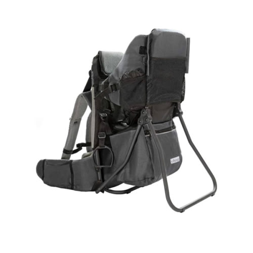 ClevrPlus Cross Country Baby Backpack Carrier, Grey, Toddler Hiking Backpack with Comfortable Seat, Adjustable Straps & Belt, Foldable Frame Lightweight Large Capacity Child Carrier for Outdoor