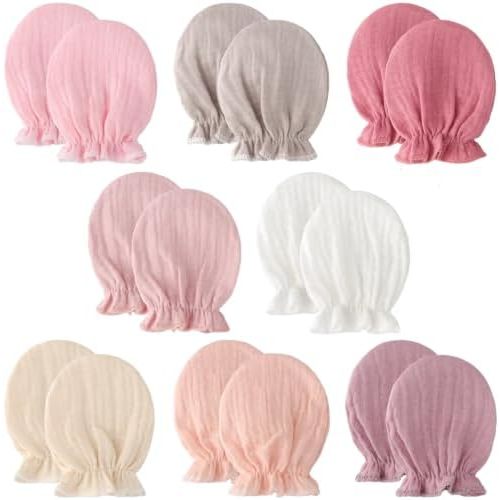 BQUBO Muslin Baby Mittens for Newborn Cotton No Scratch Breathable Gloves