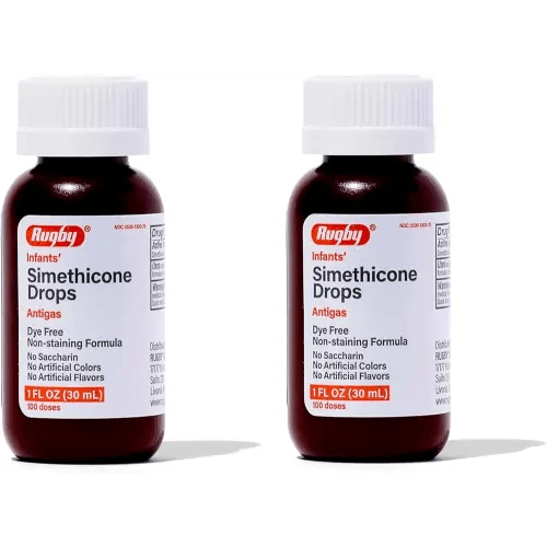 Rugby Dye-Free Infants' Gas Drops - Simethicone 20 mg Liquid Drops for Newborns, Babies, Toddlers, and Kids - Fast Relief from Gas Discomfort - No Artificial Colors or Flavors - 1 Fl. Oz. (2 Pack)