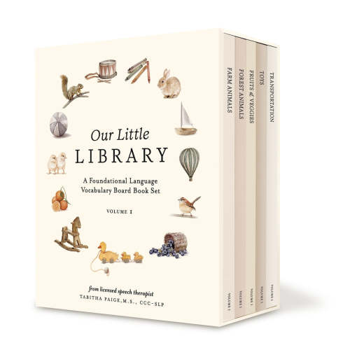 Our Little Library: A Foundational Language Vocabulary Board Book Set for Babies, Including Farm & Forest Animals, Fruits & Veggies, Toys & More