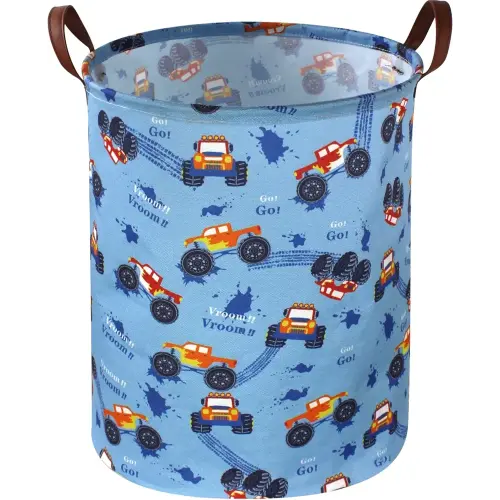 Kids Boys Hamper, Kids Laundry Basket Collapsible Monster Truck Storage Baskets for Boy Room Decor,Office,Toy Organizer,Gift Hamper(Monster trucks) …