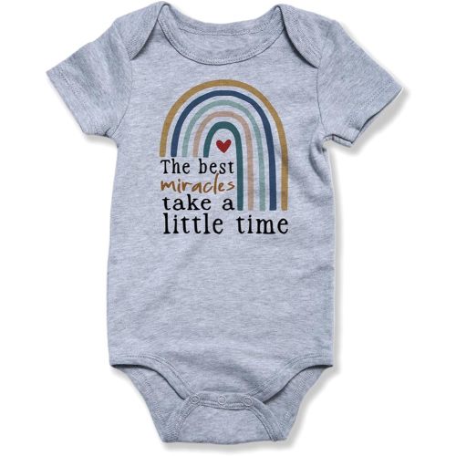 hrcfbk Newborn Infant Baby Boys Girls Bodysuit Short Sleeve Funny Letters Print Romper Reveal Pregnancy Announcement Clothes