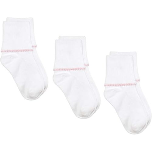 Jefferies Socks Girls Seamless Tatted Edge Lace Cotton Dress Turn Cuff Socks 3 Pair Pack