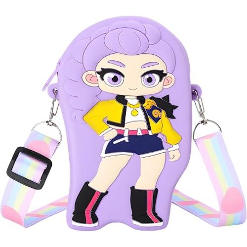 Kawaii K-pop Mini Crossbody Bag with Zipper, Anime Wallet Purse with Lanyard, Cute Cartoon Shoulder Bag for Girls Birthday Gifts