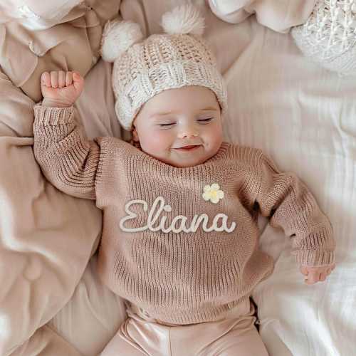 Personalized Name Baby Sweater/Custom Embroidered Baby Knit Sweater/Baby Sweater With Name/Gift For Daughter/Baby Shower Gift/Baby Jumper