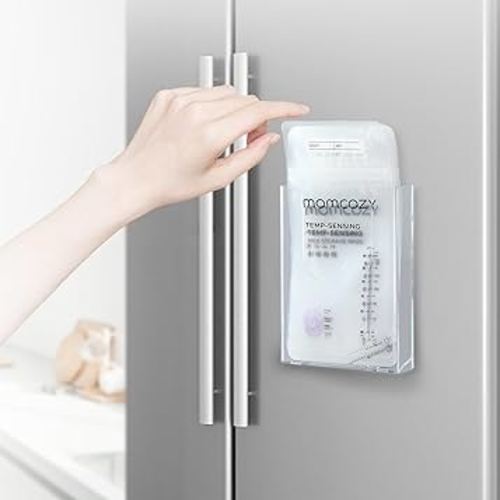 Space Saving 4" Wide Breastmilk Storage Bag Organizer for New Moms, Empty Breastmilk Storage Container for Fridge, Breast Milk Bag Holder with Paste or Screw Mount