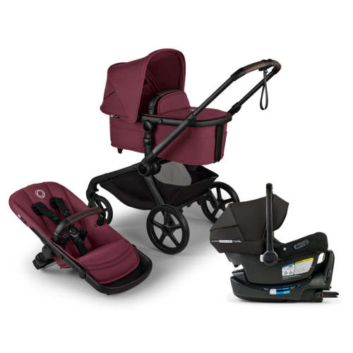 Bugaboo Kangaroo Complete Stroller + Turtle Air Shield By Nuna Car Seat Travel System  - Dark Cherry