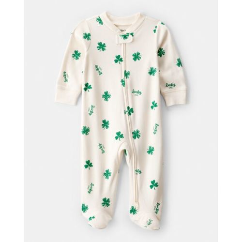 Baby St. Patrick's Day 100% Cotton Snug Fit 2-Way Zip Sleep & Play Pajamas - Ivory | Carter's