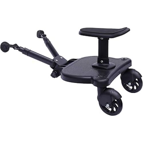 Universal Stroller Board with Detachable Seat, 2in1 Buggy Board Rider Stroller Standing Platform, Adjustable Stroller Board, Sitting Standing Stroller Rider Board Suitable for Most Brands of Strollers