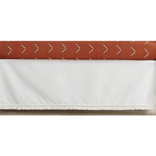 Sweet Jojo Designs Boho Fringe Boy Girl Baby Crib Bed Skirt Nursery Dust Ruffle - Ivory Off White Beige Tassel Modern Bohemian Farmhouse Southwest Shabby Chic Designer Bohemian Diamond Tuft Collection