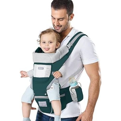 Baby Carrier Ergonomic Infant Carrier with Hip Seat Kangaroo Bag Soft Baby Carrier Newborn to Toddler 7-45lbs Front and Back Baby Holder Carrier for Men/Women Dad Mom