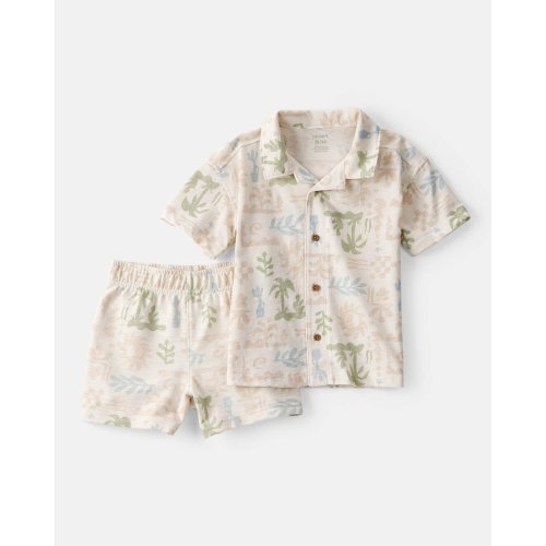 Toddler Boy 2-Piece Palm Tree Tropical Top & Short Set - Cream | Carter's
