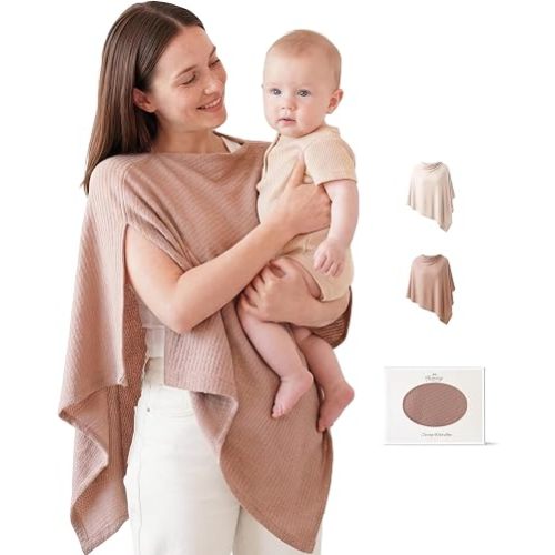 Konssy Nursing Cover for Breastfeeding, Soft Breathable Privacy Poncho