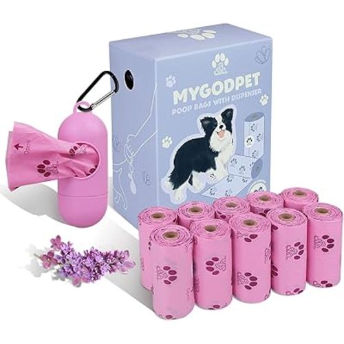 Dog Poop Bags Rolls with Dispenser 150 Count Biodegradable Bags for Dog and Cat Lavender Scented Waste Bag Leak Proof Doggie Poop Bag Doggy Trash Bag Purple
