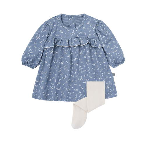 Modern Moments By Gerber Baby Girl Drop Shoulder Dress and Tights Outfit Set, 2-Piece, Sizes 0/3 Months - 24 Months