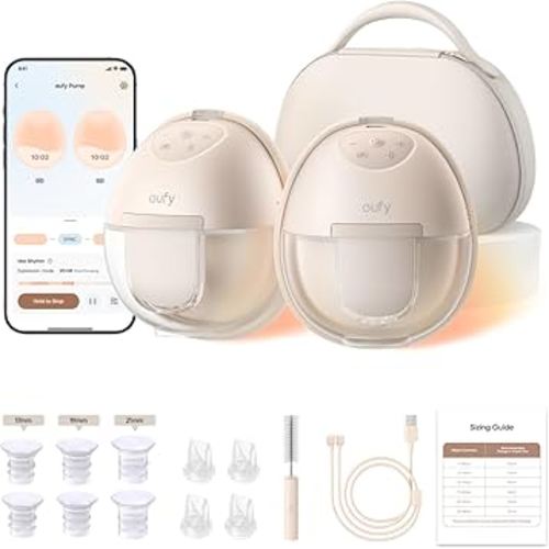 eufy Security Heated Wearable Breast Pump S1 Pro, Slim Hands-Free with Industry-Leading HeatFlow Tech, Wireless Charging Case, App-Controlled OptiRhythm, Hospital-Grade Suction, in-Bra Use