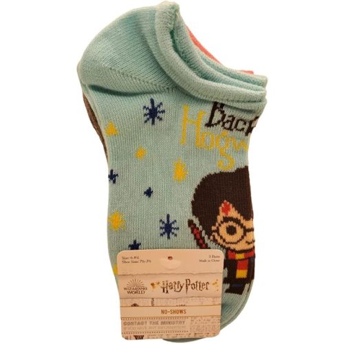 Harry Potter Boys or Girls Kids 5 Pack No Show Socks - 3 Pattern Options Charaters and Hogwarts Houses Size 6-8.5 Characters