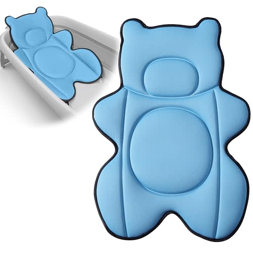 Ihaapsi Infant Baby Bath Cushion,Fits Inside Most Baby Bathtubs, Breathable Soft Baby Bath Support Seat,Baby Bath Pad Bath Pillow for Bathtub,Newborn Bath Mat with 4 Suction Cups (Blue)