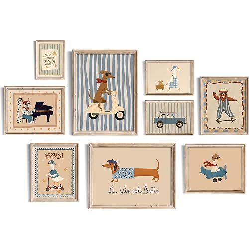 uniro Baby Nursery Wall Art Prints, Cartoon Animal Playroom Nursery Room Decor, Cute Kids Room Decor Montessori Colorful Inspirational Quotes Posters Toddler Artwork for Boys and Girls Room Decor, Baby Shower Gift（Unframed）