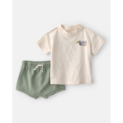 Baby Boy 2-Piece Toucan Solid Short-Sleeve Top & Short Set - Green/White | Carter's