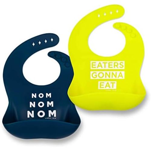 Simka Rose Silicone Baby Bibs with Food Catcher - Adjustable Soft Catch All Bib for Boys & Girls - High Chair Dining Table