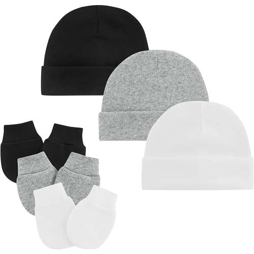 Zando Baby Hat Mittens Newborn Hats for Boys Baby Hats 0-6 Months Breathable Cotton Caps 3 Pack 5 0-6 Months