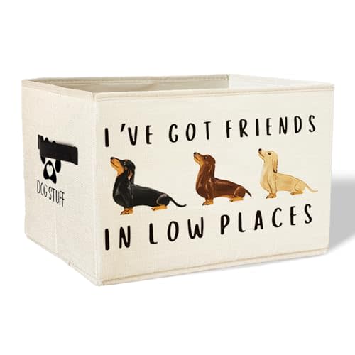 Funny Weiner Dog Storage Basket Bins With Handles for Girls Kids, Funny Dachshund Dog Foldable Organizer Basket Toybox for Girls Room Nursery Bedroom Bathroom Clothes Toys Books