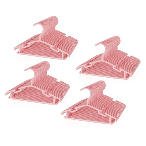 VILICK Kids Plastic Hangers, Baby Clothes Hangers for Closet 100 Packs Non-Slip Toddler Hangers for Infant Child Clothing for Pants Coats Skirts (Pink)